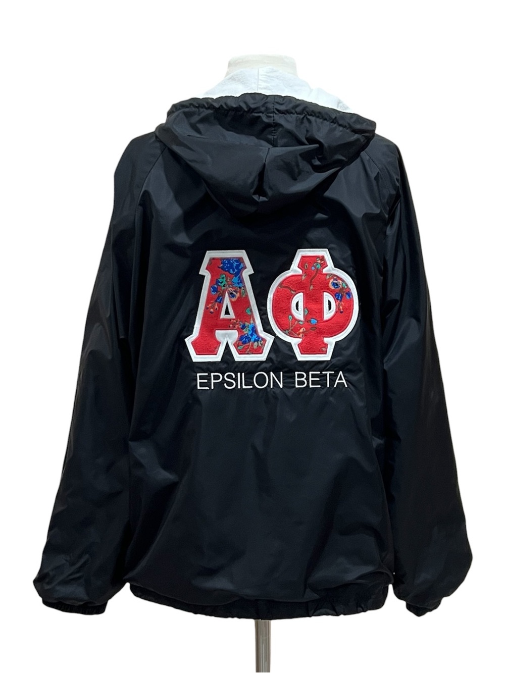 Charles River Floral Greek Epsilon Beta Alpha Phi Black Sorority Pullover Jacket